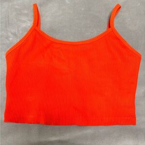STRUT THIS -Vibrant Orange Ribbed Sports Top